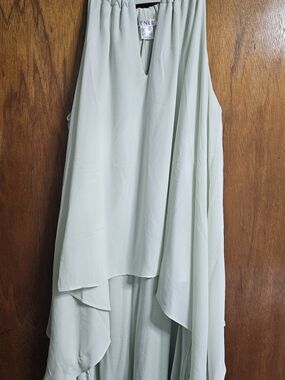 VENUS Light Mint Green Sleeveless Dress with Draped Neckline